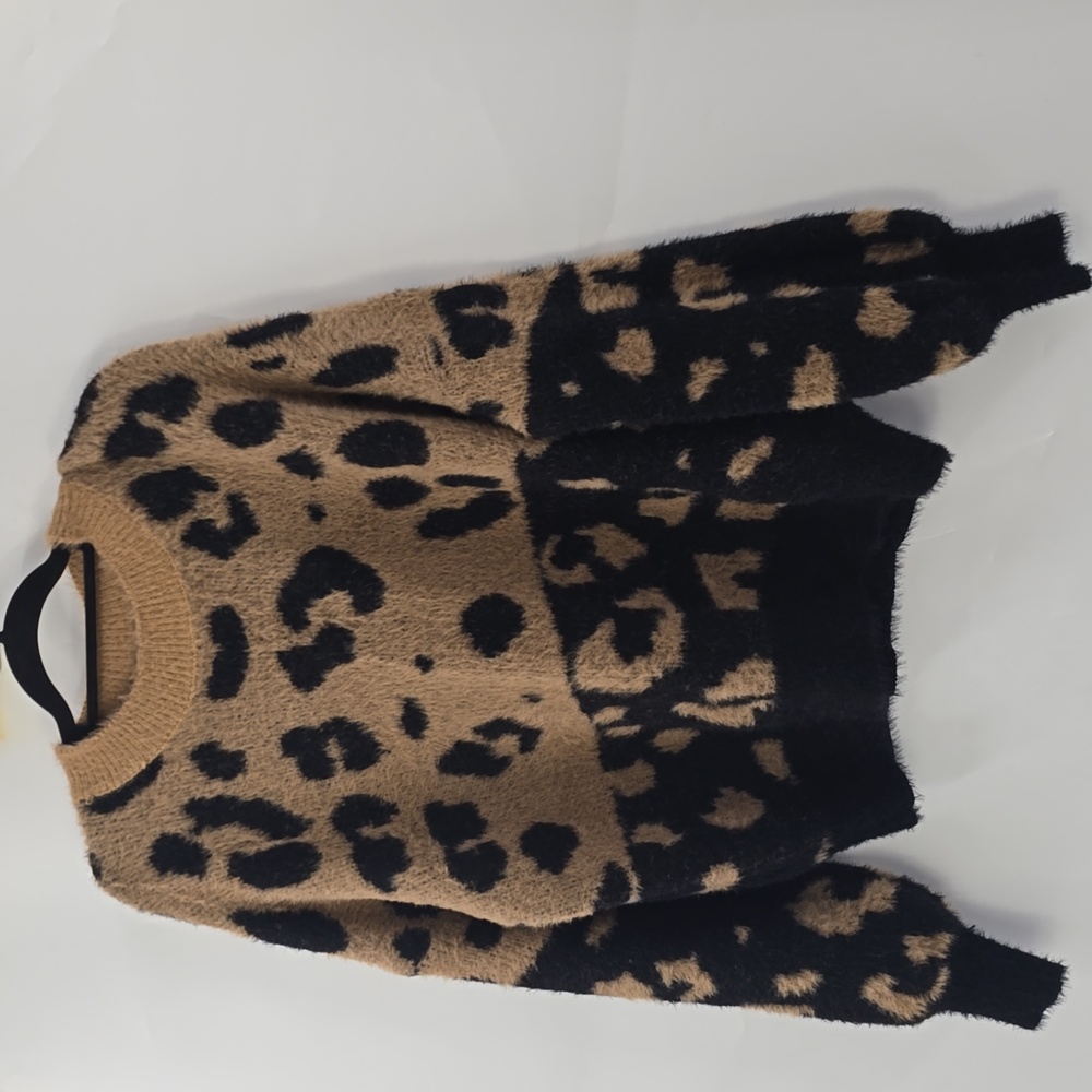 4SI3NNA Leopard Print Sweater - Black and Tan - Picture 5 of 10